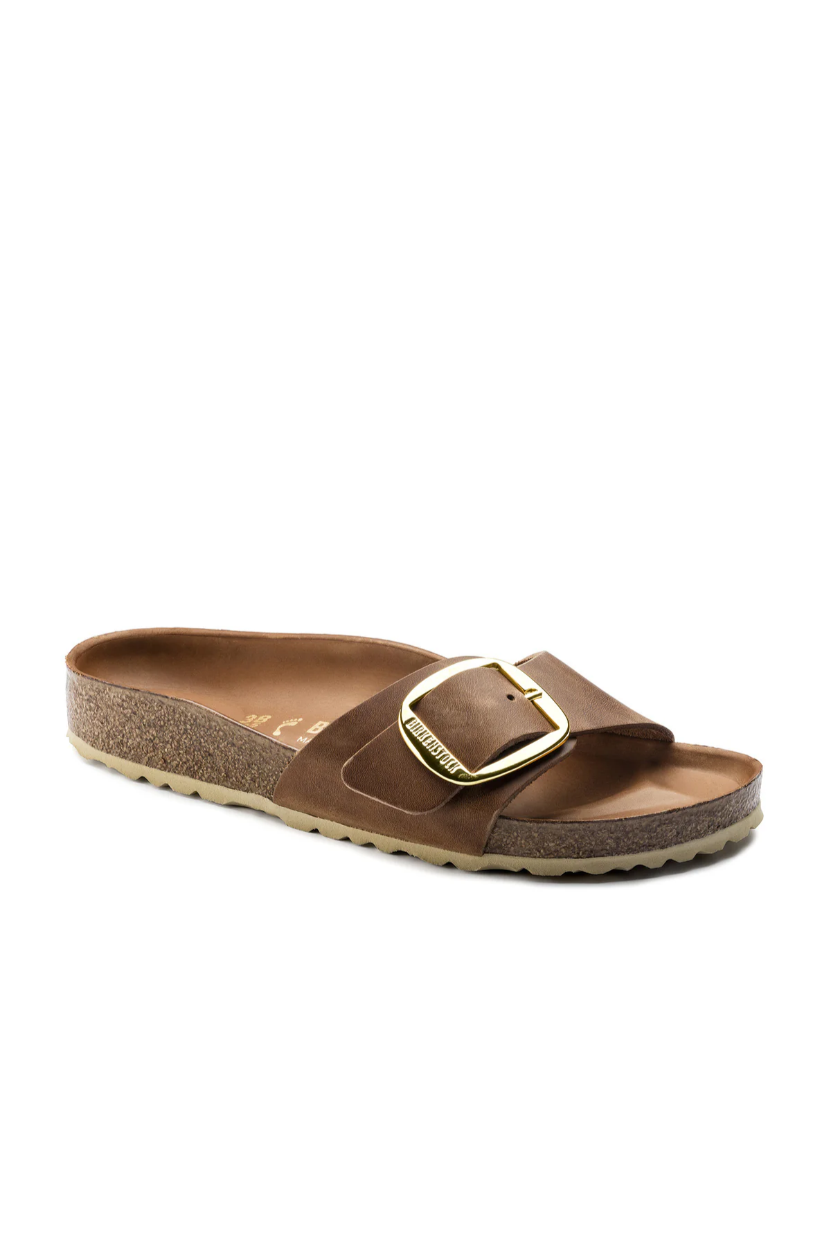 Madrid Big Buckle Cuir Huilé Cognac Étroit