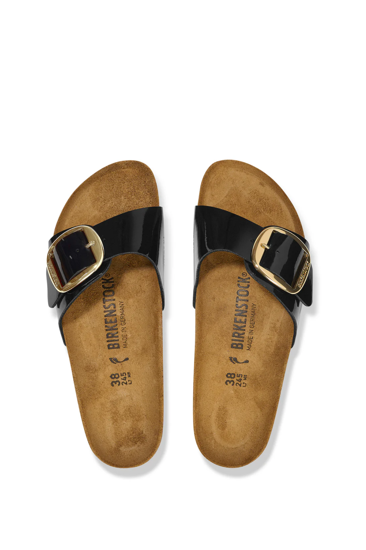 Madrid Big Buckle Patent Schwarz/Gold Birko-Flor Schmal