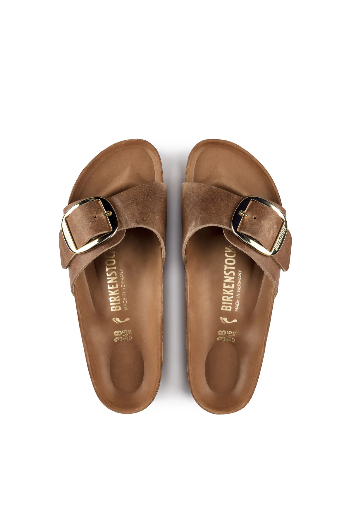 Madrid Big Buckle Cuir Huilé Cognac Étroit