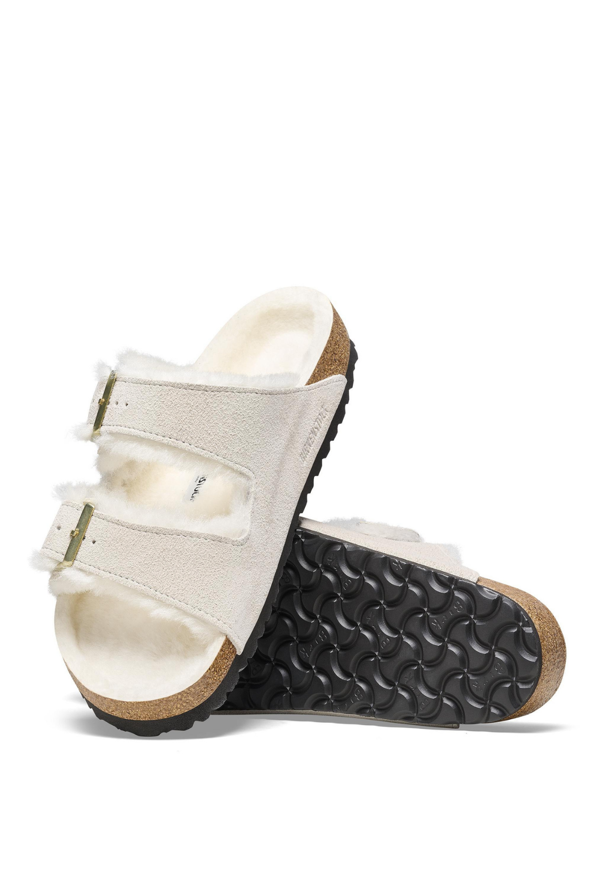 Arizona Shearling Antique White Cuir velours/peau lainée étroite