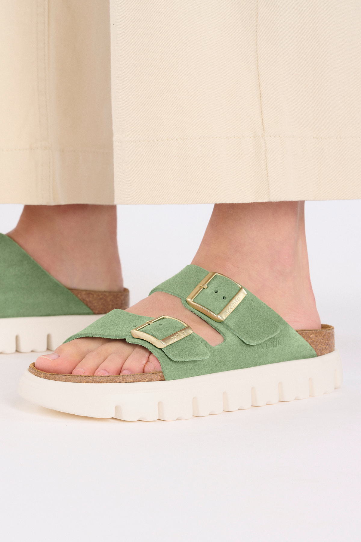 Birken®Stock Arizona Chunky vert thé daim étroit