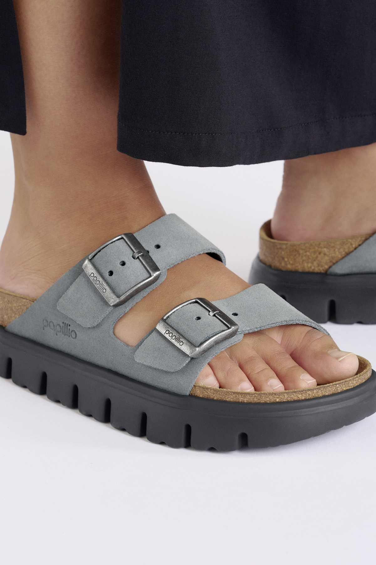 Birken®Stock Arizona Chunky Basalt Grey Suede Leather Narrow