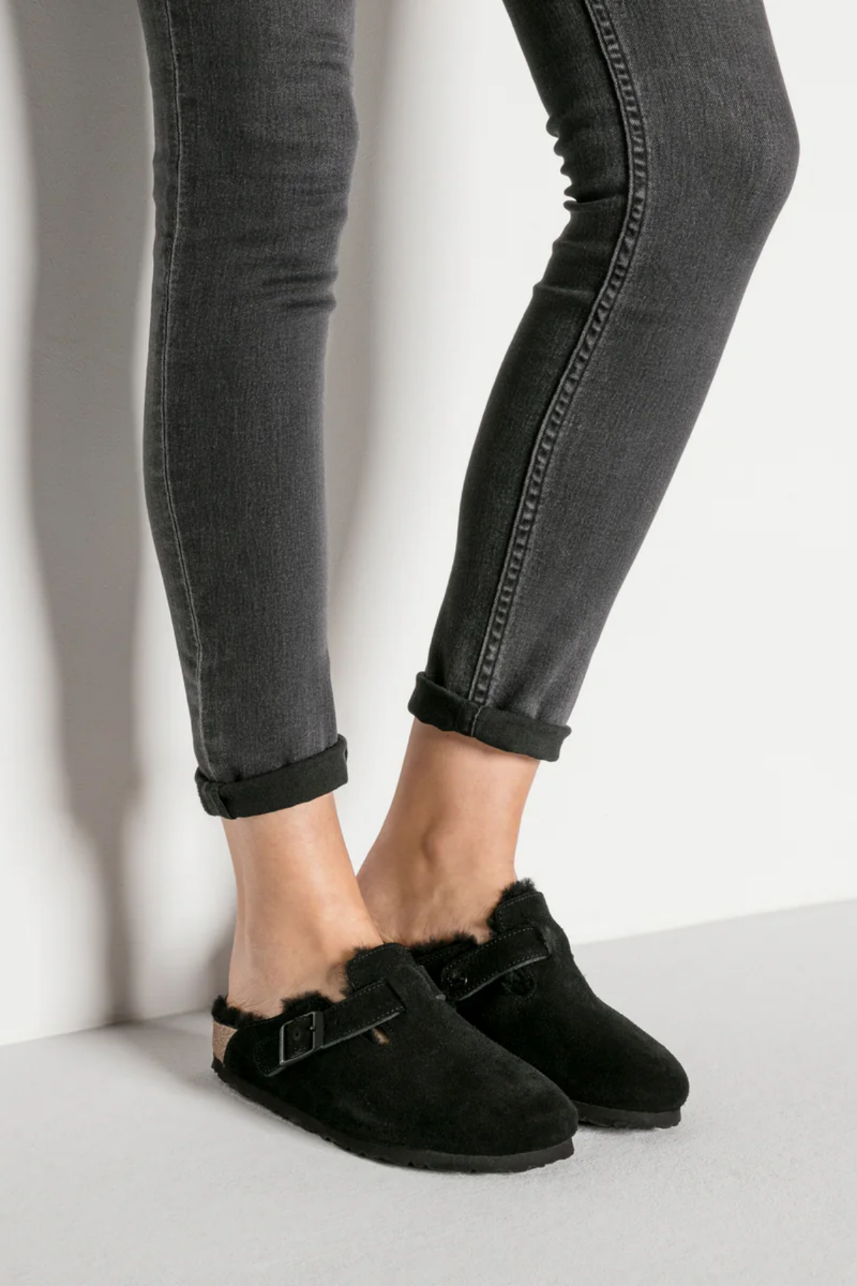 Boston Shearling Black Suede Leather/shearling Regular