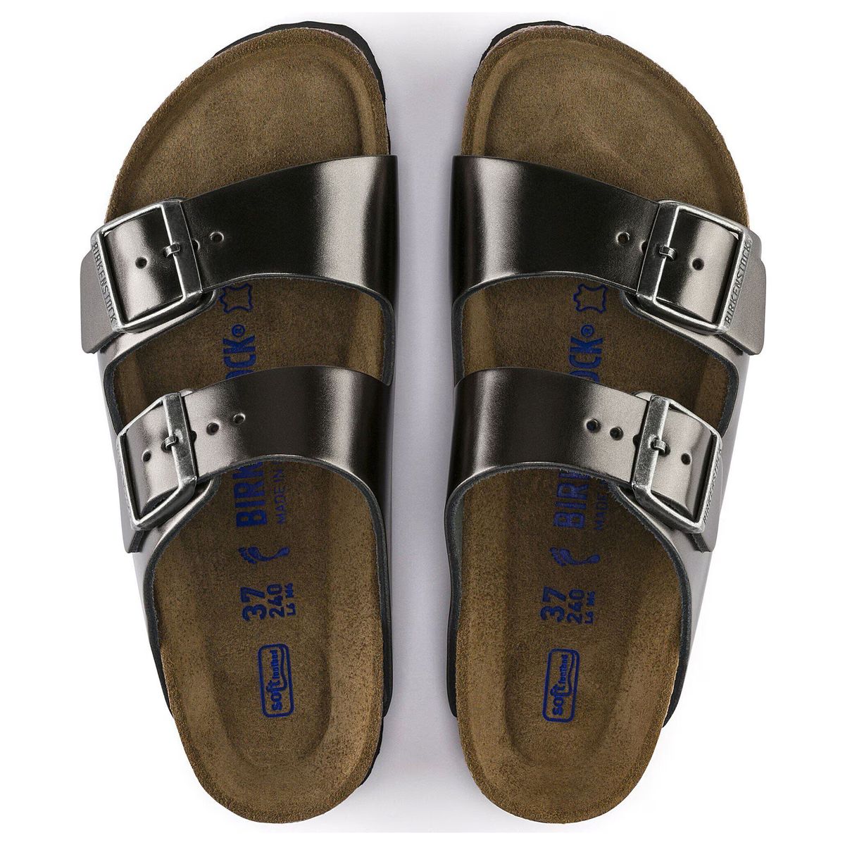 Birken®Stock Arizona Sandales femme Soft Footbed anthracite métallisé