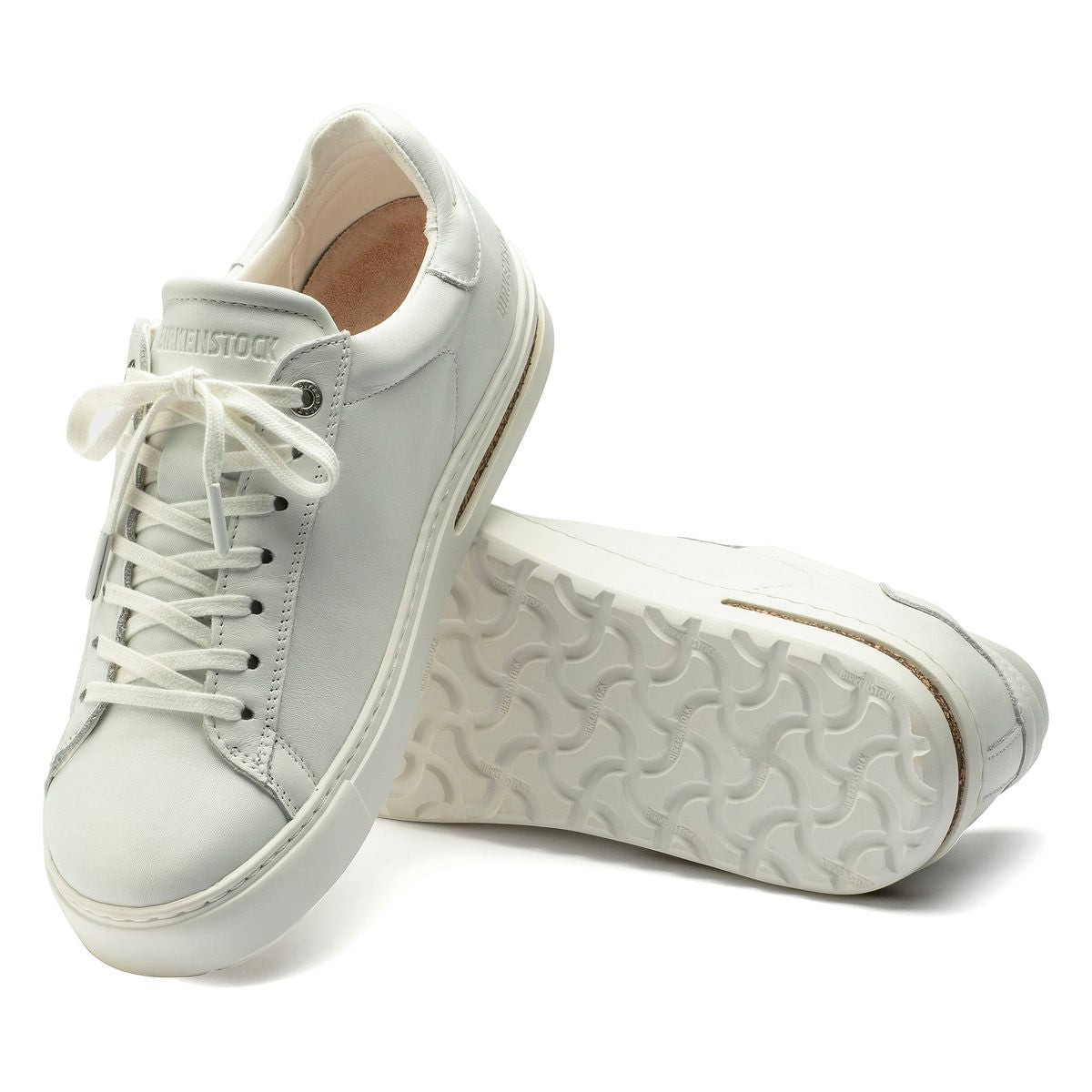 Baskets à lacets en cuir courbé blanc (unisexe)