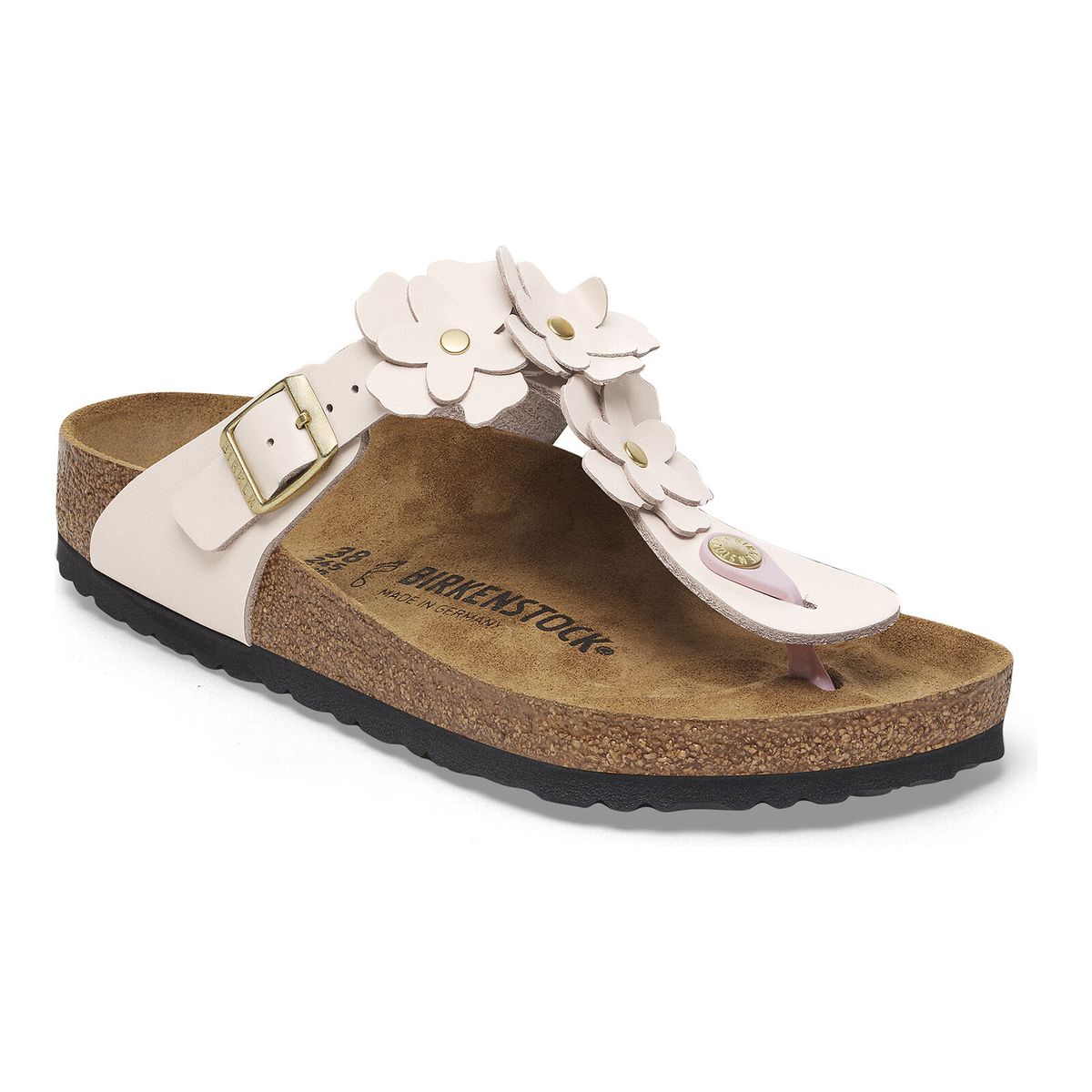 Gizeh flower Toe Thong in Light Rose Leather