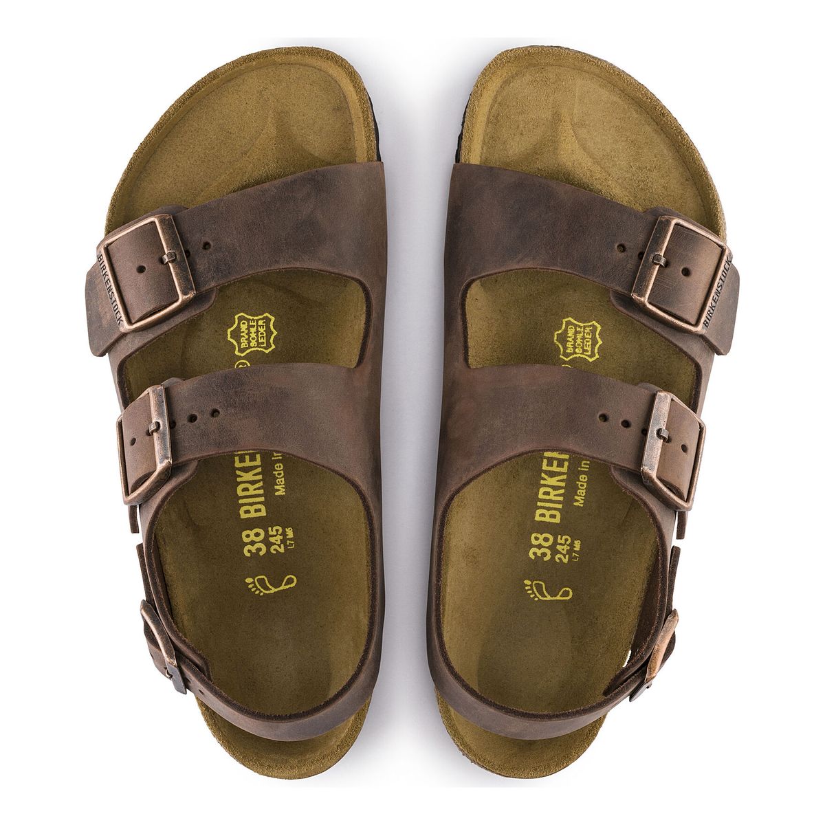 Sandales unisexe en cuir huilé Milano couleur Habana