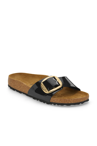 Madrid Big Buckle Patent Schwarz/Gold Birko-Flor Schmal
