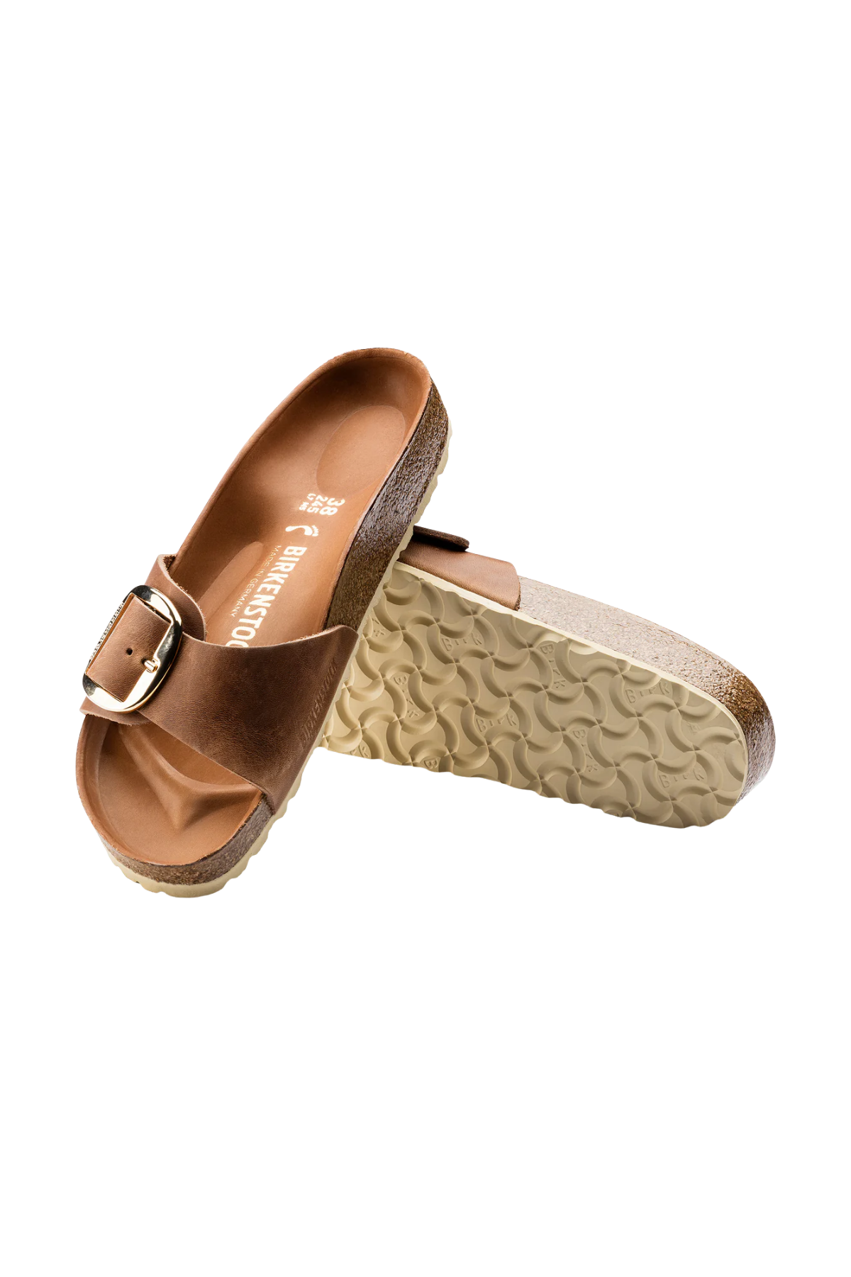 Madrid Big Buckle Cuir Huilé Cognac Étroit
