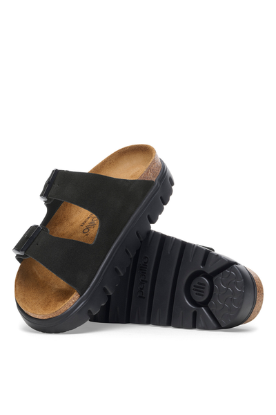 Birken®Stock Arizona Chunky Suède Cuir Noir Étroit