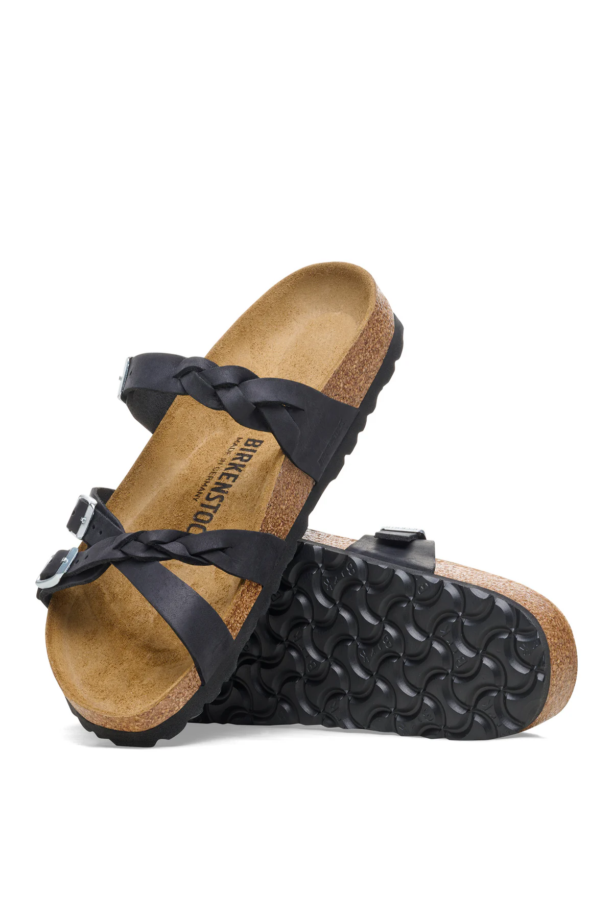 Franca tressé étroit en cuir huilé noir