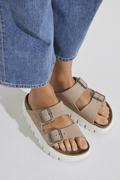 Birken®Stock Arizona Chunky Warm Sand Suede Leather Narrow