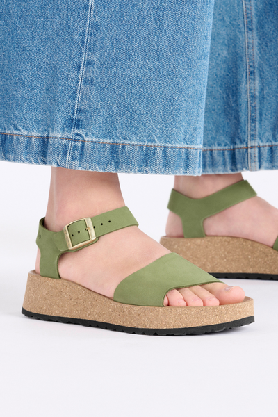 Glenda Green Tea Nubuck Leather Narrrow