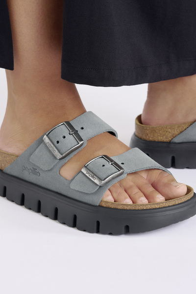 Birken®Stock Arizona Chunky Basalt Grey Suede Leather Narrow