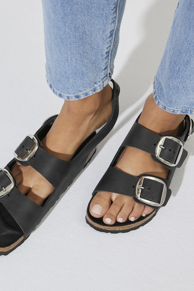 Milano Big Buckle Black Oiled Leather Regular