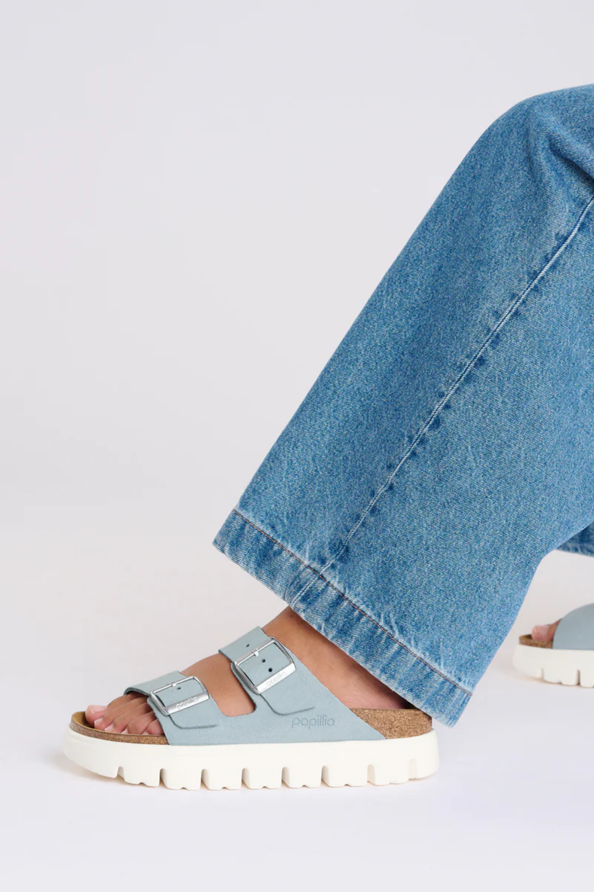 Birken®Stock Arizona Chunky Baby Blue Suede Leather Narrow