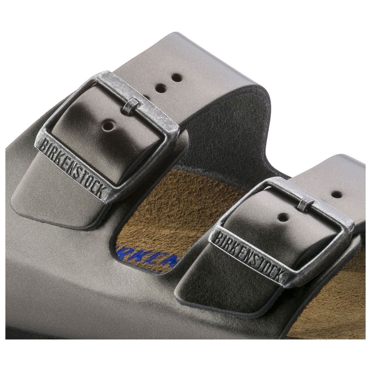 Birken®Stock Arizona Sandales femme Soft Footbed anthracite métallisé