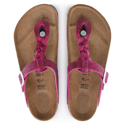 Gizeh Braided Oiled Leather in Fuschia