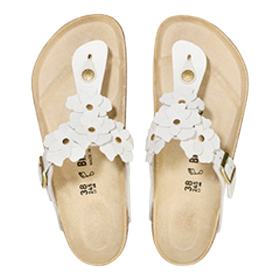Gizeh flower Toe Thong in White Leather