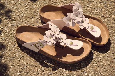 Tong Gizeh en cuir rose clair