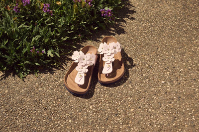 Tong Gizeh en cuir rose clair
